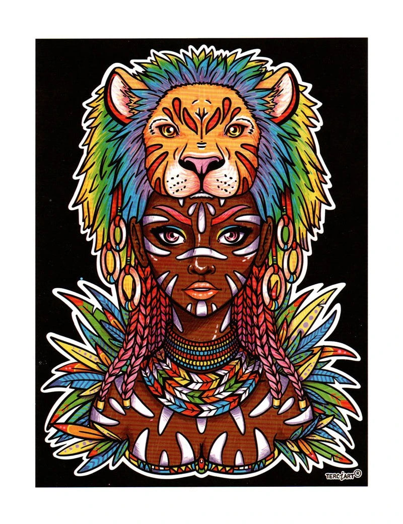 Reine des lions à colorier en velours grand format — tableau en relief Terciart