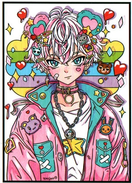 K-Pop idol manga en relief à colorier à colorier en velours grand format — tableau en relief Terciart