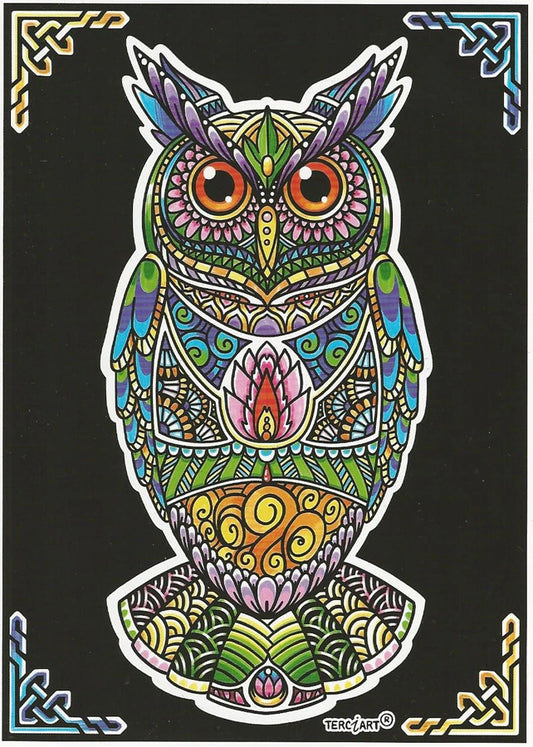 Photo d’un tableau à colorier en relief motif hibou décoratif