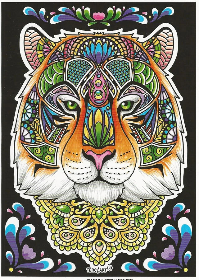 Photo d’un tableau à colorier en relief motif tigre décoratif coloré