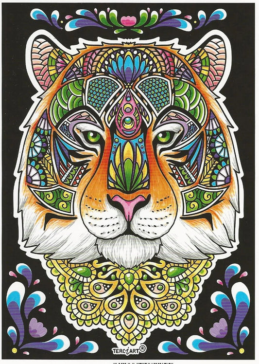 Photo d’un tableau à colorier en relief motif tigre décoratif coloré