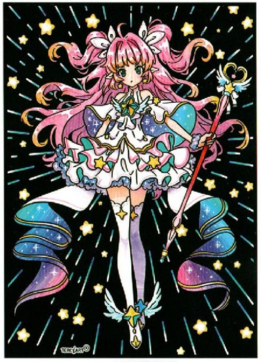 Photo d’un tableau à colorier en relief avec magicienne manga entourée d’étoiles.