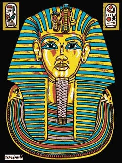 Photo d’un tableau à colorier en relief motif masque de pharaon égyptien