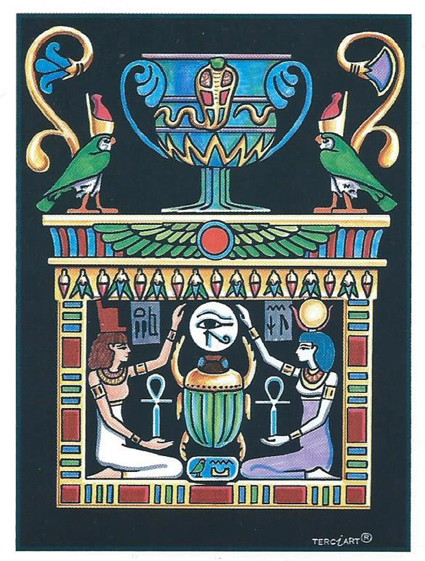 Photo d’un tableau à colorier en relief motif Égypte ancienne et symboles pharaoniques.