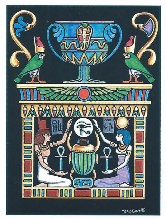 Photo d’un tableau à colorier en relief motif Égypte ancienne et symboles pharaoniques.