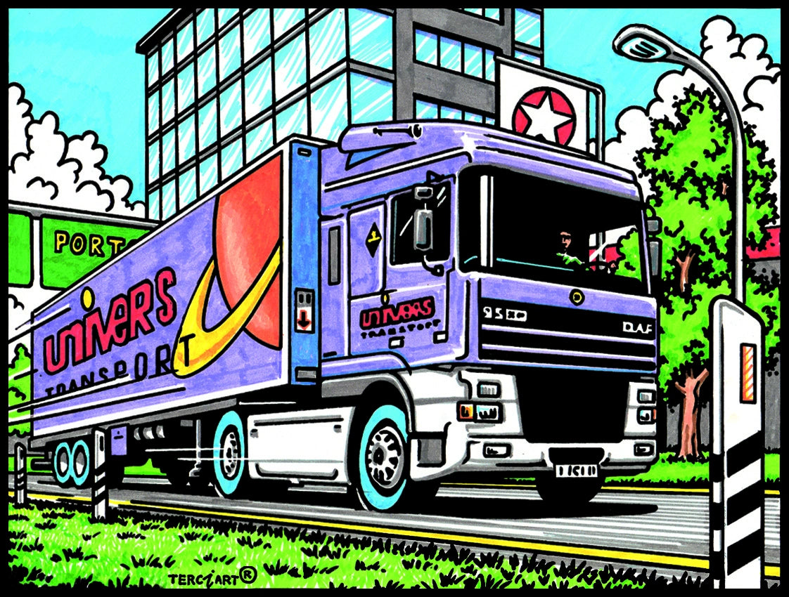 Photo d’un tableau à colorier en relief motif camion de transport urbain.