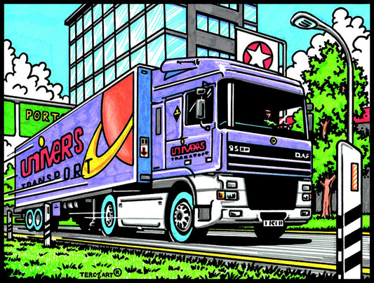 Photo d’un tableau à colorier en relief motif camion de transport urbain.