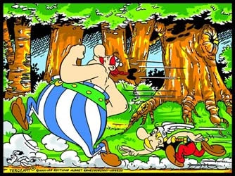 Photo d’un tableau à colorier en relief motif Astérix et Obélix dans la forêt