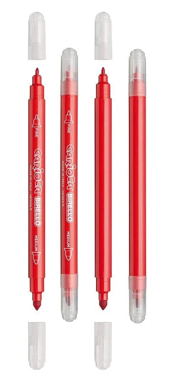 Feutres Carioca Birello double pointe fine et moyenne avec capuchons transparents